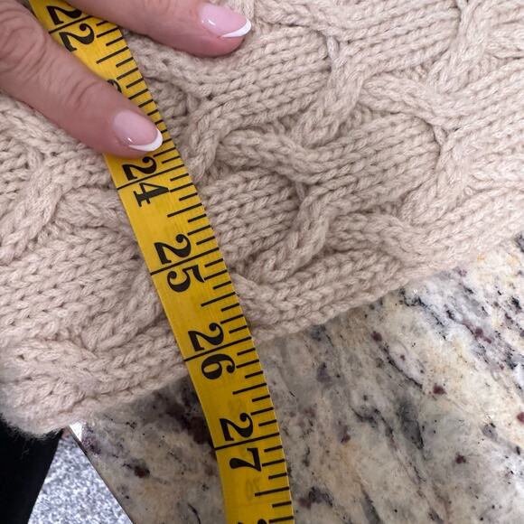 Calypso St. Barth Cable Knit Open Cardigan Short Sleeve Wool Wrap Sweater Tan - Picture 7 of 7